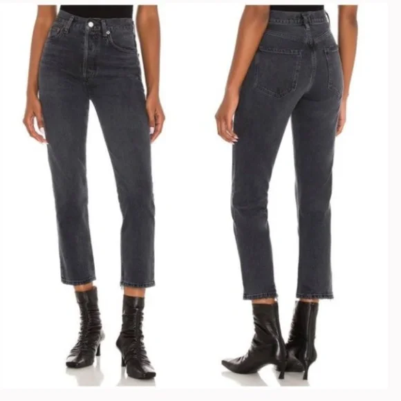 Agolde Black High-Waisted Jeans - Picture 1 of 8